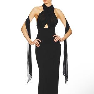 Elegant Black Halter Evening Dress